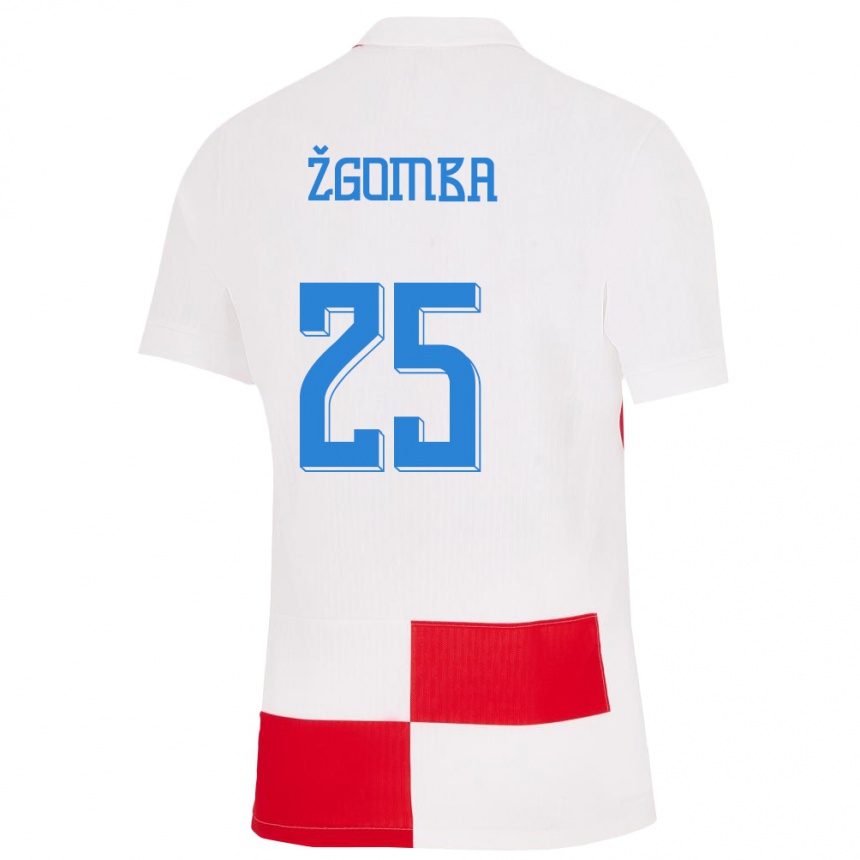 キッズフットボールクロアチアマリン・ズゴンバ#25赤、白ホームシャツ24-26ジャージーユニフォーム