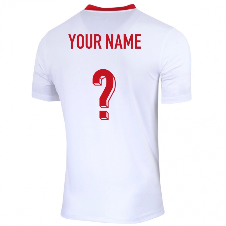 キッズフットボールポーランドあなたの名前#0白ホームシャツ24-26ジャージーユニフォーム