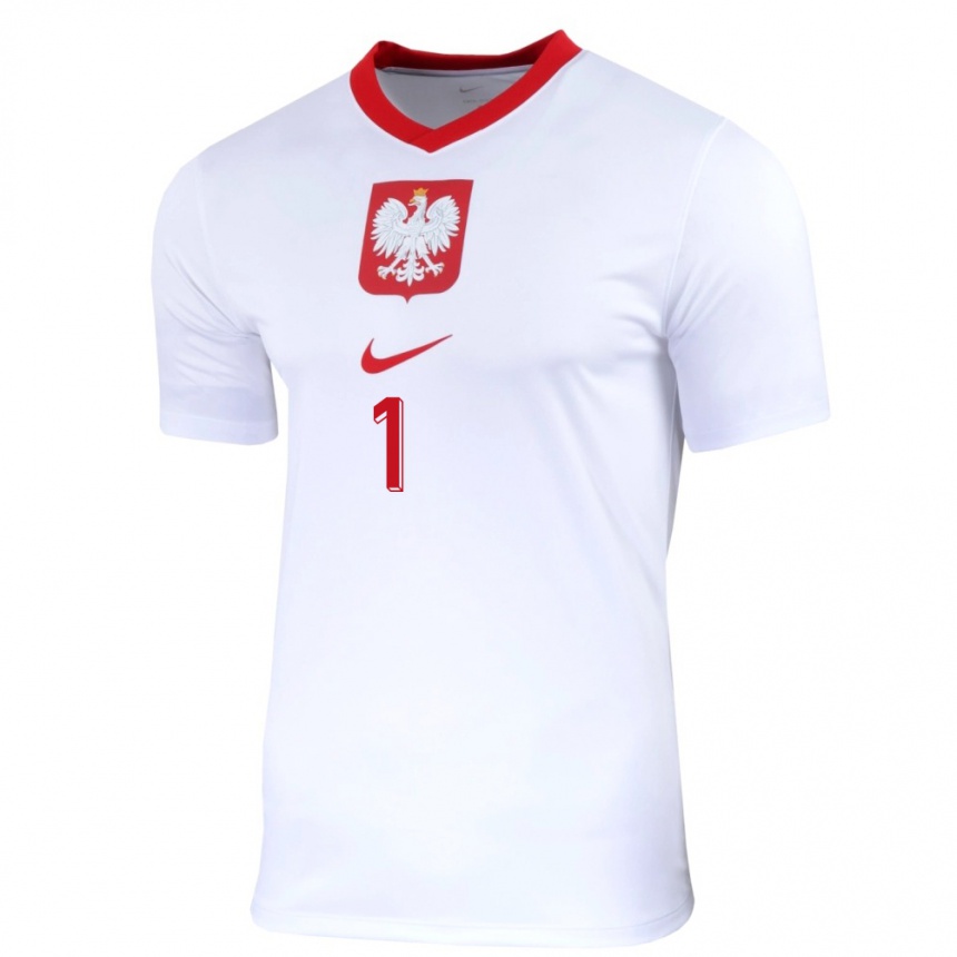 キッズフットボールポーランドカタジナ・カイドリネック#1白ホームシャツ24-26ジャージーユニフォーム