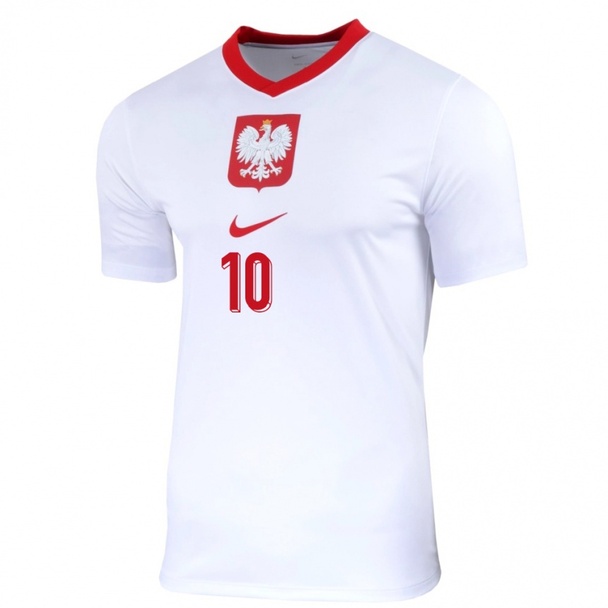 キッズフットボールポーランドジョアンナ・ウォブレスカ#10白ホームシャツ24-26ジャージーユニフォーム
