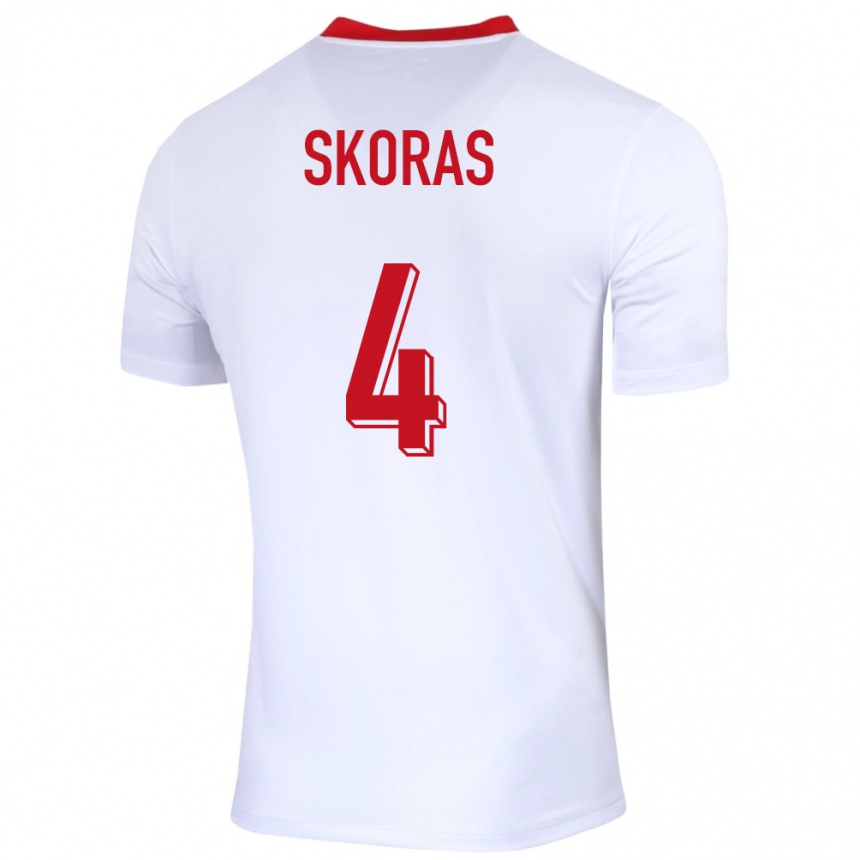 キッズフットボールポーランドミハウ・スクラシ#4白ホームシャツ24-26ジャージーユニフォーム
