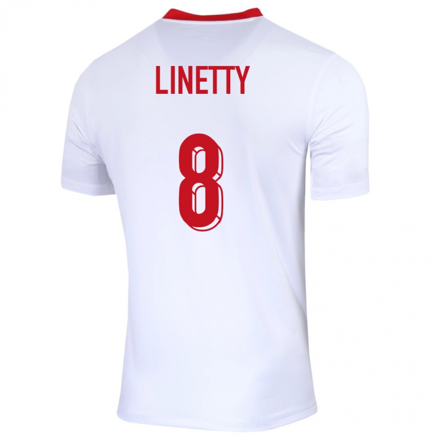 キッズフットボールポーランドカロル・リネティ#8白ホームシャツ24-26ジャージーユニフォーム