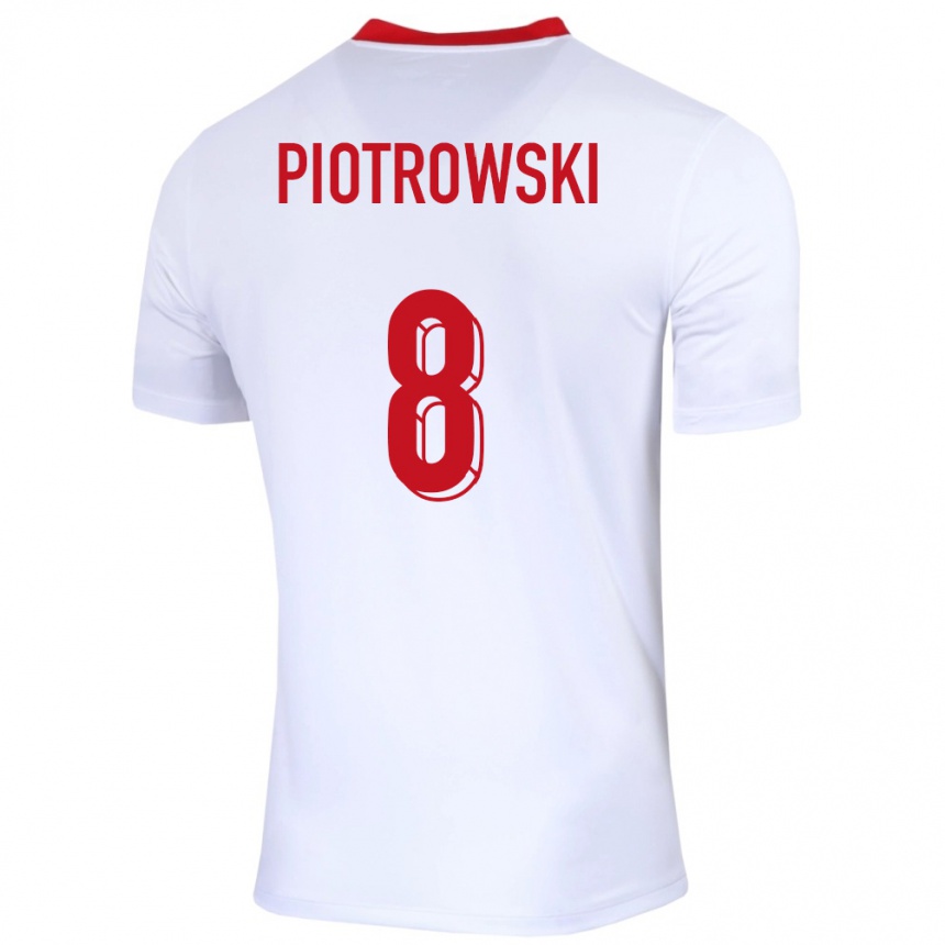 キッズフットボールポーランドヤクブ・ピョトロフスキ#8白ホームシャツ24-26ジャージーユニフォーム