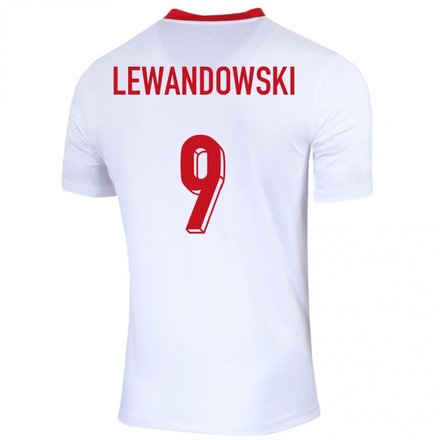 キッズフットボールポーランドロベルト・レヴァンドフスキ#9白ホームシャツ24-26ジャージーユニフォーム