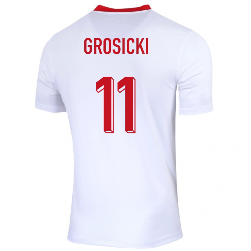 キッズフットボールポーランドカミル・グロシツキ#11白ホームシャツ24-26ジャージーユニフォーム