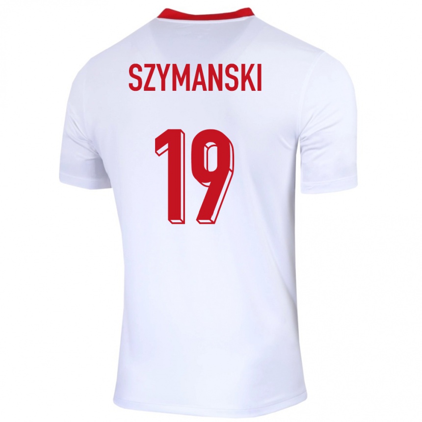 キッズフットボールポーランドセバスティアン・シマンスキ#19白ホームシャツ24-26ジャージーユニフォーム