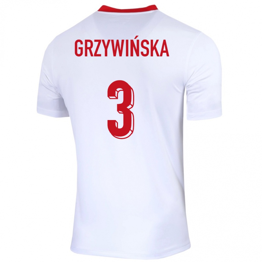 キッズフットボールポーランドガブリエラ・グジウィンスカ#3白ホームシャツ24-26ジャージーユニフォーム