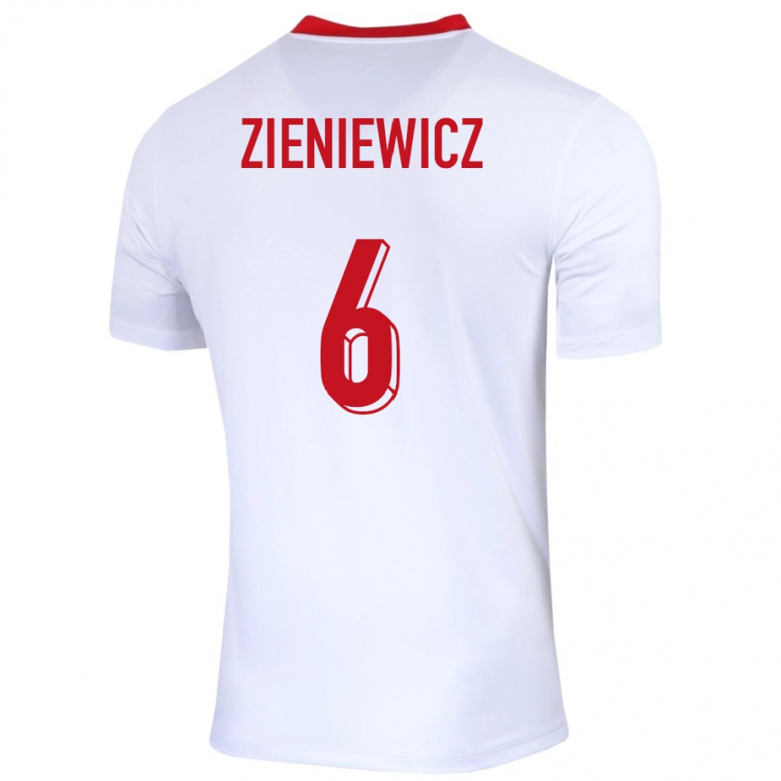 キッズフットボールポーランドウィクトリア・ジーニエヴィチ#6白ホームシャツ24-26ジャージーユニフォーム