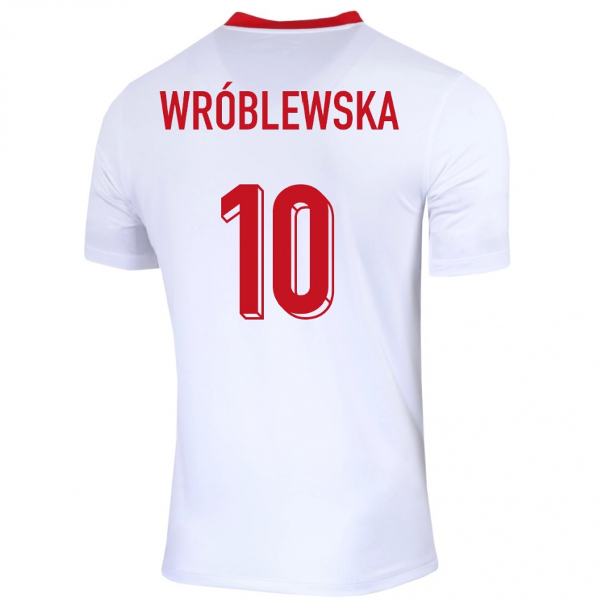 キッズフットボールポーランドジョアンナ・ウォブレスカ#10白ホームシャツ24-26ジャージーユニフォーム