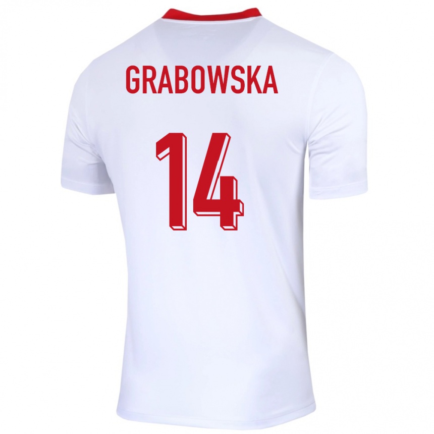 キッズフットボールポーランドドミニカ・グラボウスカ#14白ホームシャツ24-26ジャージーユニフォーム