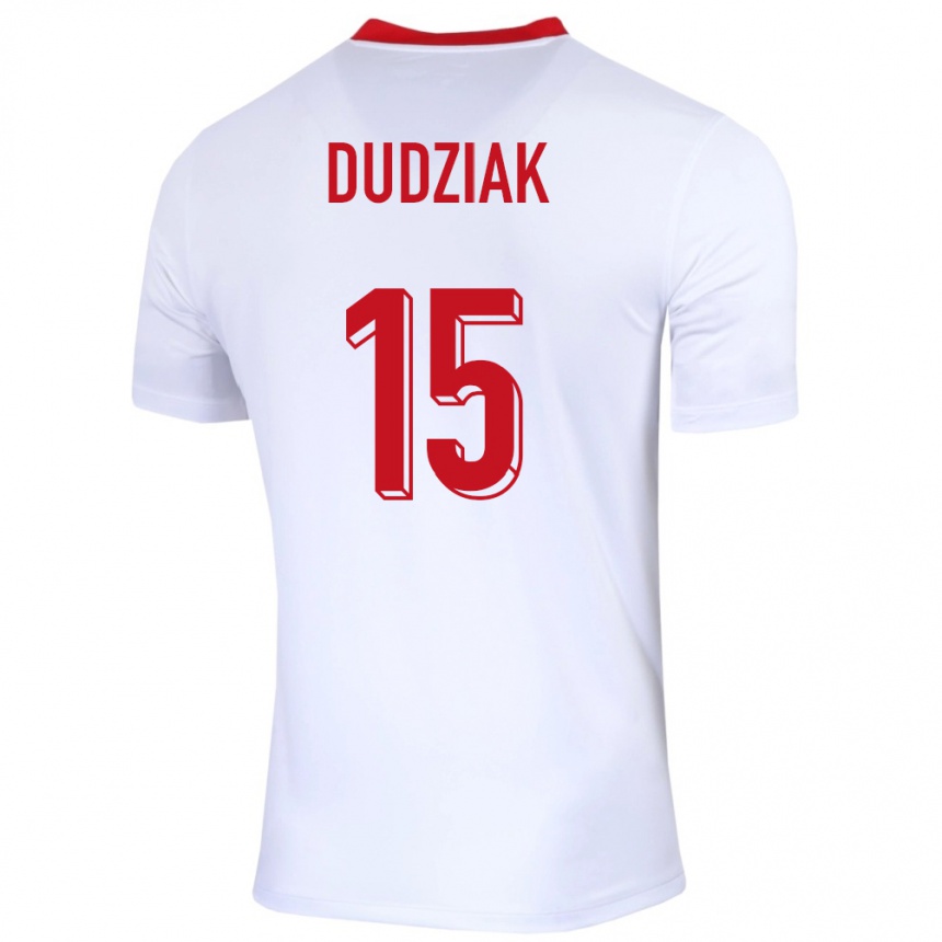 キッズフットボールポーランドアレクサンドラ・ドゥジアック#15白ホームシャツ24-26ジャージーユニフォーム