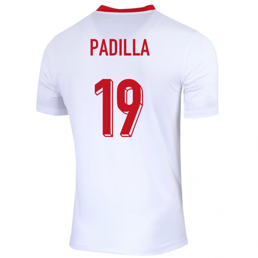 キッズフットボールポーランドナタリア・パディーラ#19白ホームシャツ24-26ジャージーユニフォーム