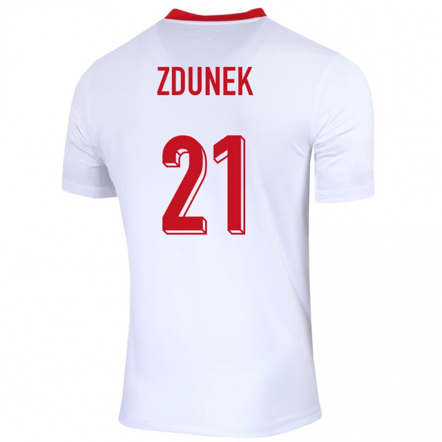 キッズフットボールポーランドエミリア・ズドゥネク#21白ホームシャツ24-26ジャージーユニフォーム