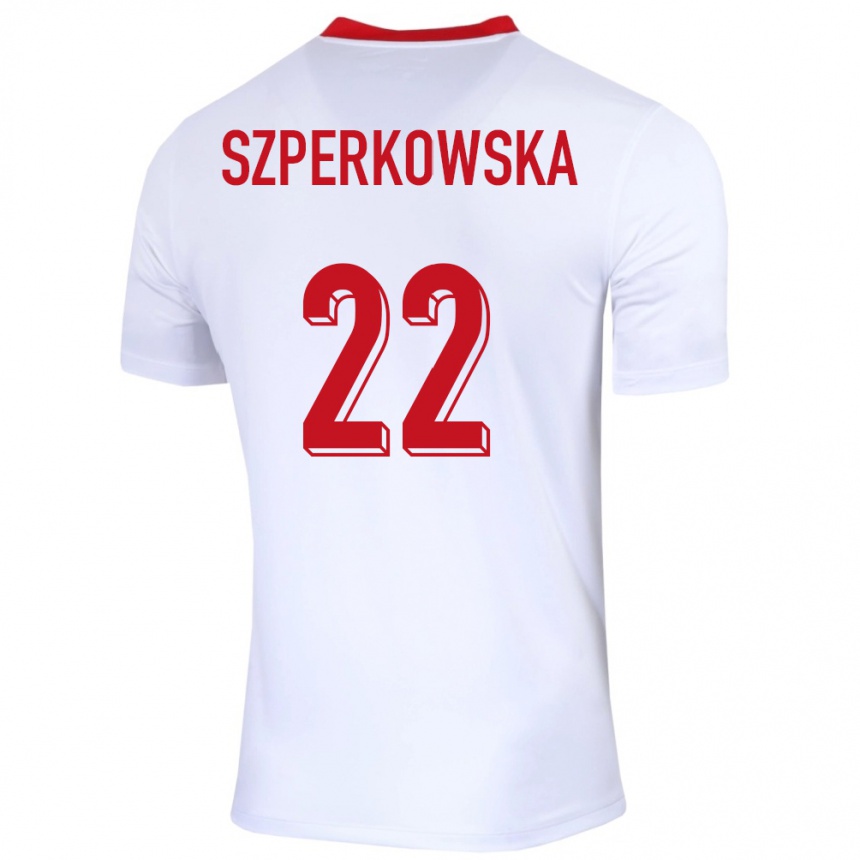 キッズフットボールポーランドオリヴィア・スペルコフスカ#22白ホームシャツ24-26ジャージーユニフォーム