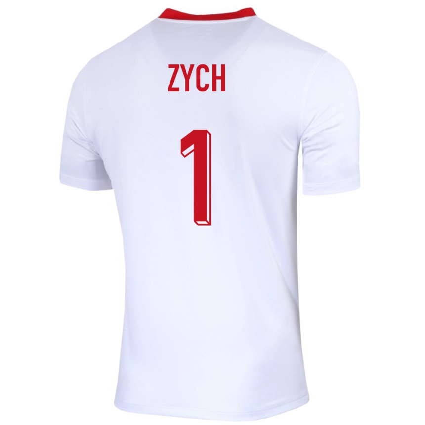 キッズフットボールポーランドオリヴィエ・ツィヒ#1白ホームシャツ24-26ジャージーユニフォーム