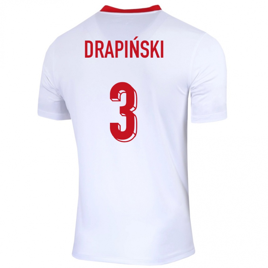 キッズフットボールポーランドイゴール・ドラピンスキー#3白ホームシャツ24-26ジャージーユニフォーム
