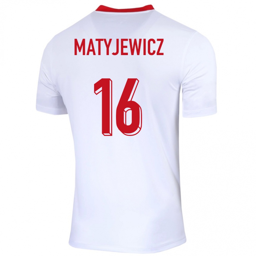 キッズフットボールポーランドウィクトル・マティイェヴィチ#16白ホームシャツ24-26ジャージーユニフォーム