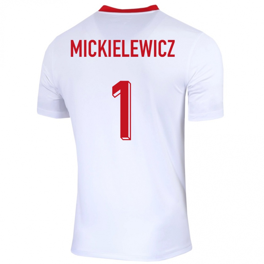 キッズフットボールポーランドアレクサンダー・ミキエレヴィッチ#1白ホームシャツ24-26ジャージーユニフォーム