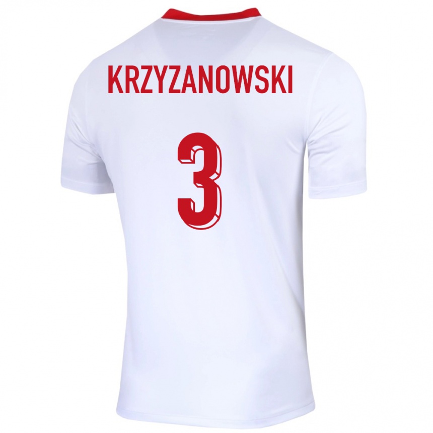 キッズフットボールポーランドヤクブ・クジザノフスキ#3白ホームシャツ24-26ジャージーユニフォーム