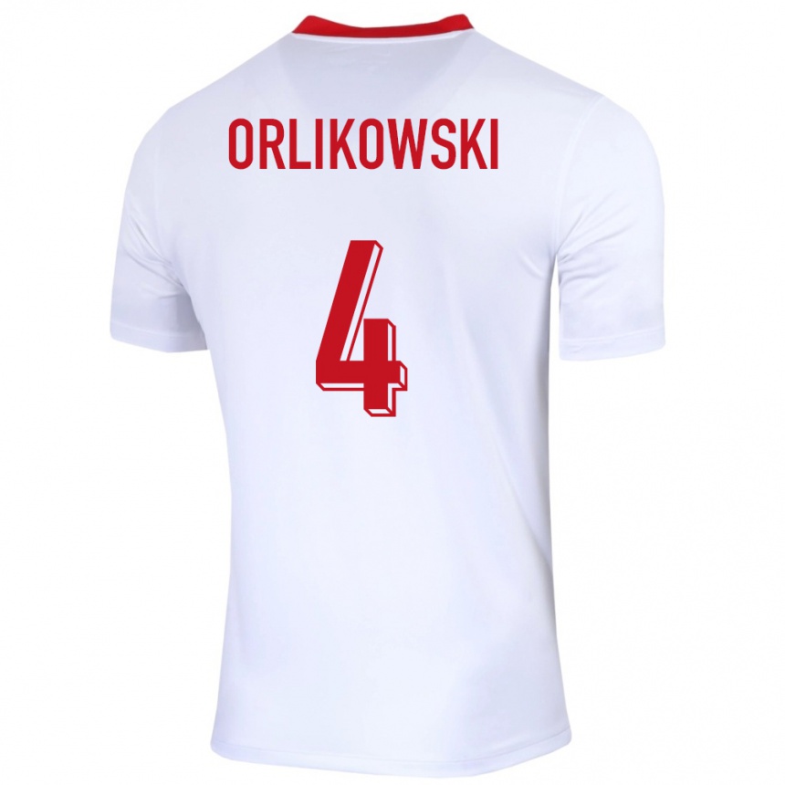 キッズフットボールポーランドイゴール・オリコウスキ#4白ホームシャツ24-26ジャージーユニフォーム