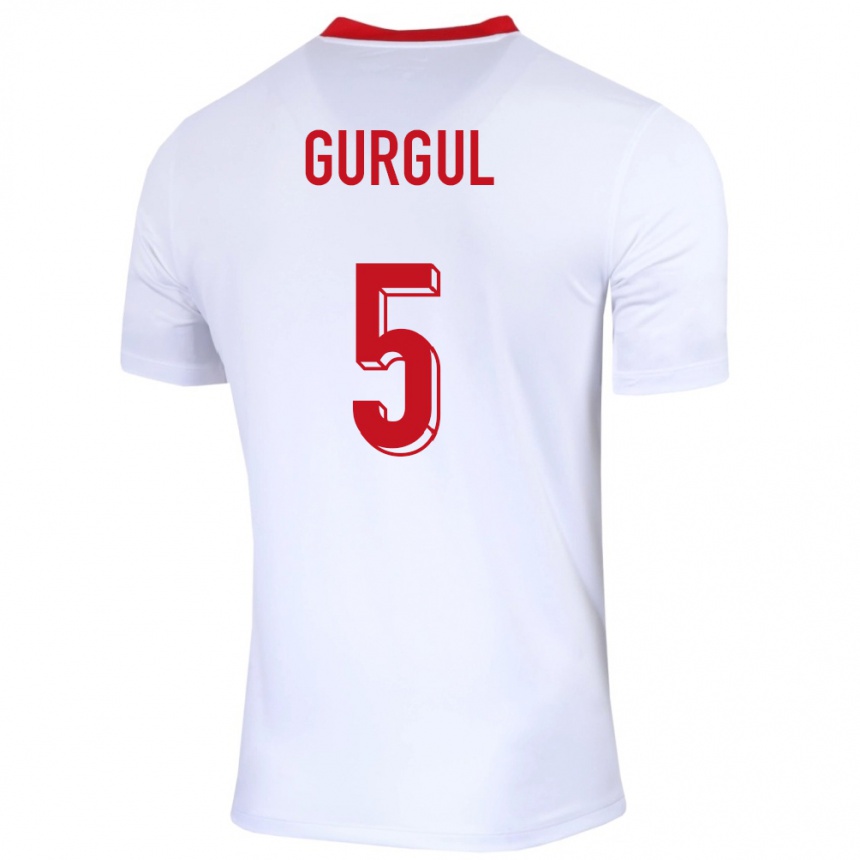 キッズフットボールポーランドミハル・グルグル#5白ホームシャツ24-26ジャージーユニフォーム