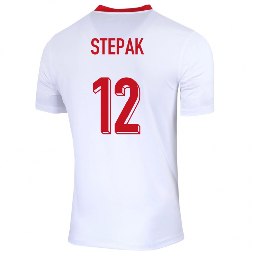 キッズフットボールポーランドヤクブ・ステパック#12白ホームシャツ24-26ジャージーユニフォーム