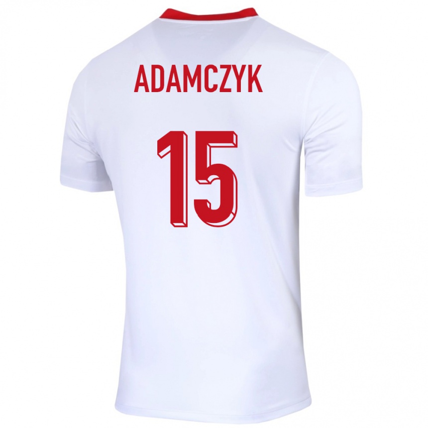 キッズフットボールポーランドニコ・アダムチク#15白ホームシャツ24-26ジャージーユニフォーム