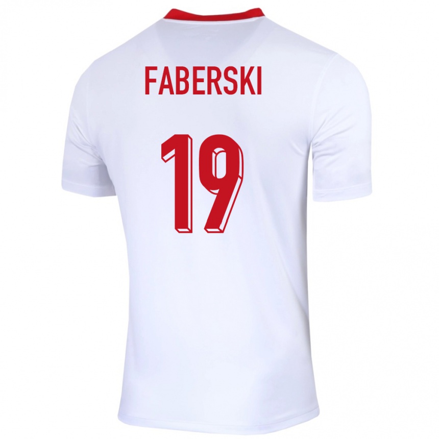 キッズフットボールポーランドヤン・ファベルスキー#19白ホームシャツ24-26ジャージーユニフォーム