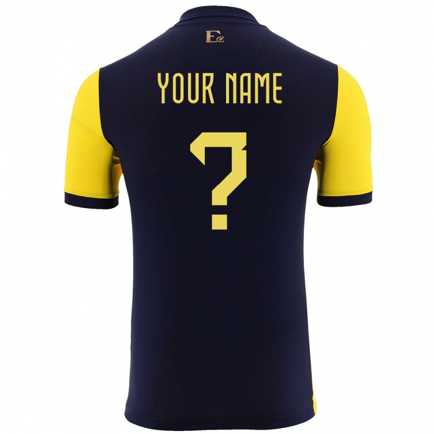 キッズフットボールエクアドルあなたの名前#0黄ホームシャツ24-26ジャージーユニフォーム
