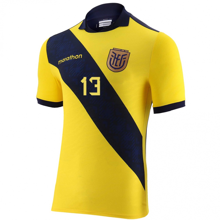キッズフットボールエクアドルスティーブン・コルテス#13黄ホームシャツ24-26ジャージーユニフォーム