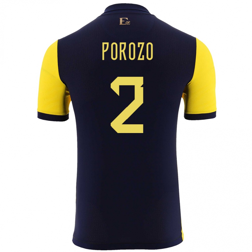 キッズフットボールエクアドルジャクソン・ポロソ #2黄ホームシャツ24-26ジャージーユニフォーム