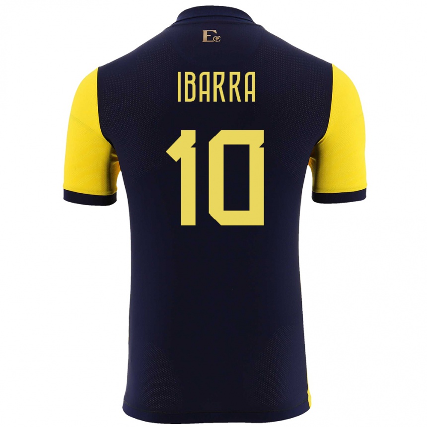 キッズフットボールエクアドルロマリオ・イバーラ#10黄ホームシャツ24-26ジャージーユニフォーム