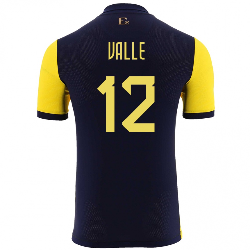 キッズフットボールエクアドルゴンサロ・ヴァレ#12黄ホームシャツ24-26ジャージーユニフォーム