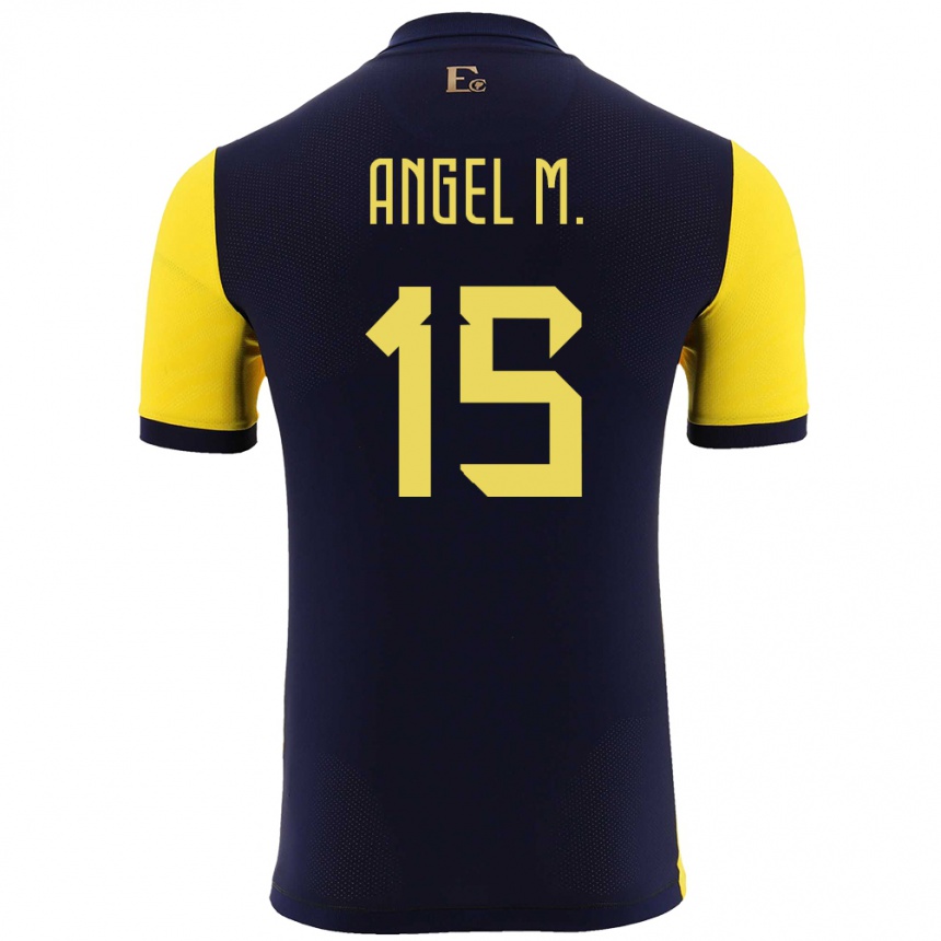 キッズフットボールエクアドルアンヘル・メナ#15黄ホームシャツ24-26ジャージーユニフォーム