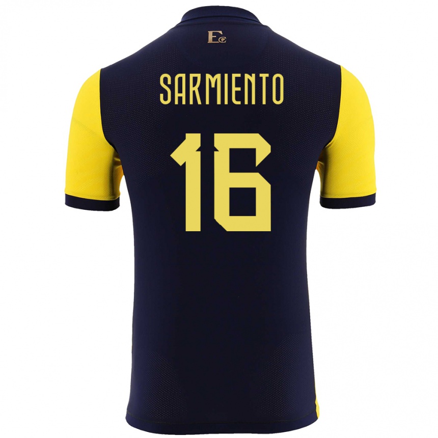 キッズフットボールエクアドルジェレミー・サルミエント#16黄ホームシャツ24-26ジャージーユニフォーム