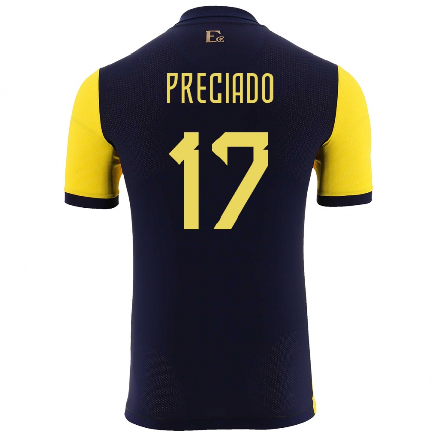 キッズフットボールエクアドルアンヘロ・プレシアード#17黄ホームシャツ24-26ジャージーユニフォーム