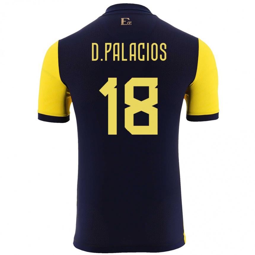 キッズフットボールエクアドルディエゴ・パラシオス#18黄ホームシャツ24-26ジャージーユニフォーム