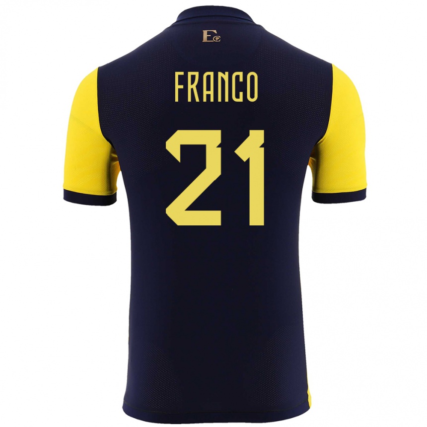 キッズフットボールエクアドルアラン・フランコ#21黄ホームシャツ24-26ジャージーユニフォーム