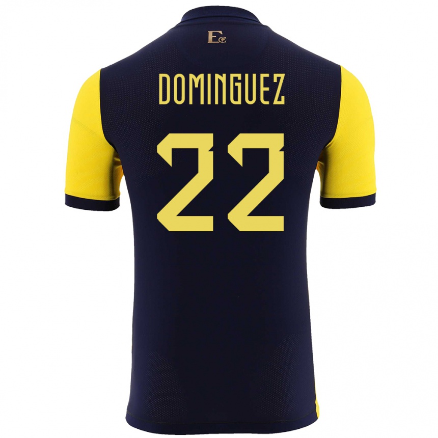 キッズフットボールエクアドルアレクサンデル・ドミンゲス#22黄ホームシャツ24-26ジャージーユニフォーム