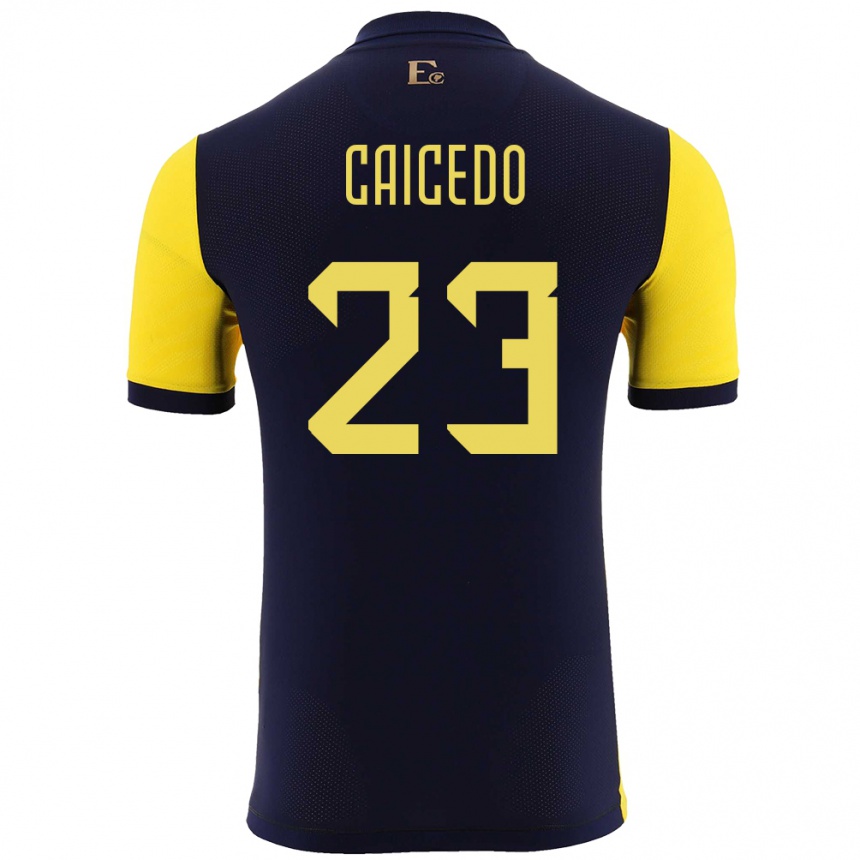 キッズフットボールエクアドルモイセス・カイセド#23黄ホームシャツ24-26ジャージーユニフォーム