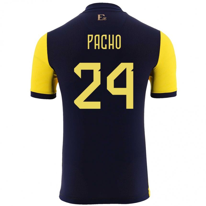 キッズフットボールエクアドルウィリアム・パチョ#24黄ホームシャツ24-26ジャージーユニフォーム