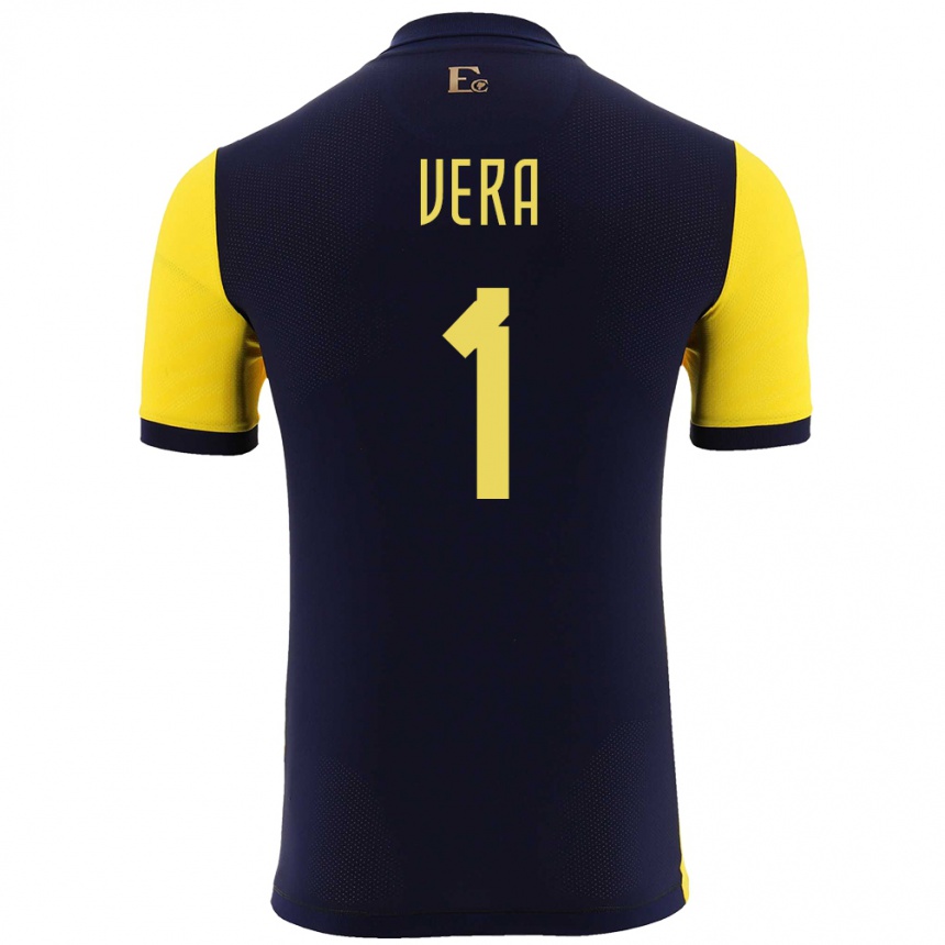 キッズフットボールエクアドルアンドレア・ヴェラ#1黄ホームシャツ24-26ジャージーユニフォーム