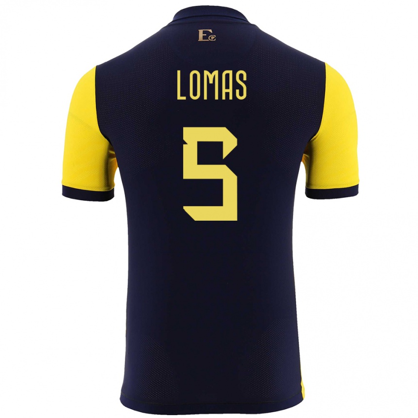 キッズフットボールエクアドルアリアナ・ローマズ#5黄ホームシャツ24-26ジャージーユニフォーム