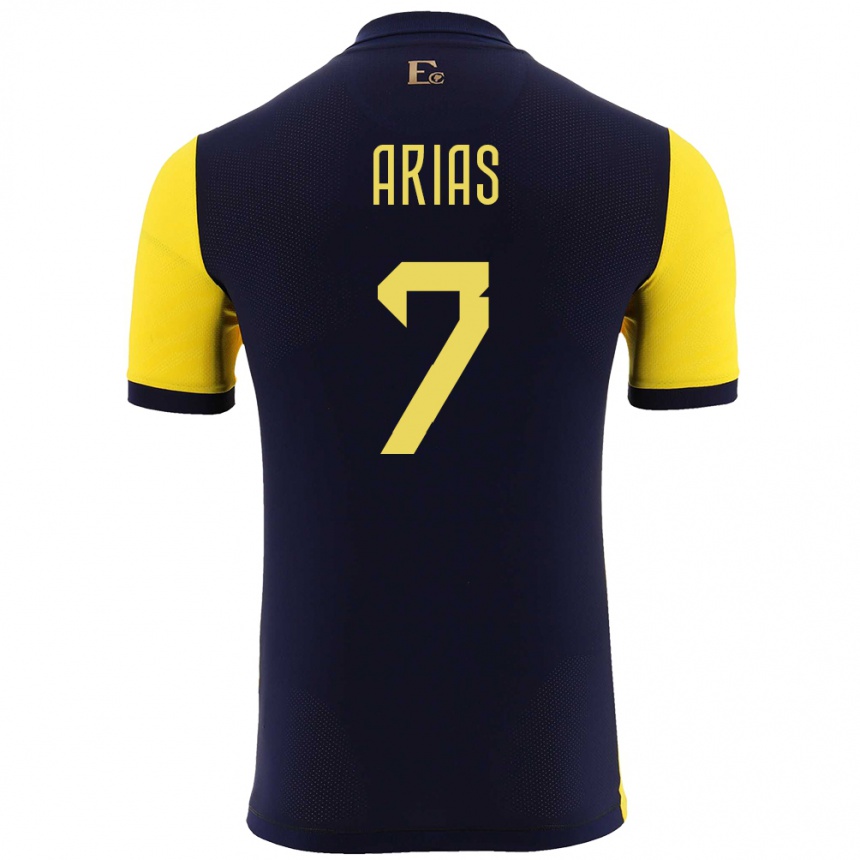 キッズフットボールエクアドルエミリー・ローザ・アリアス・エスピナレス#7黄ホームシャツ24-26ジャージーユニフォーム