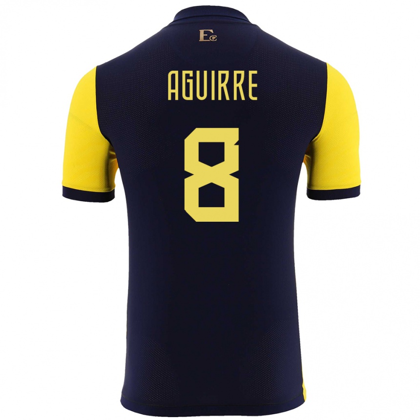 キッズフットボールエクアドルマルティナ・アギレ#8黄ホームシャツ24-26ジャージーユニフォーム