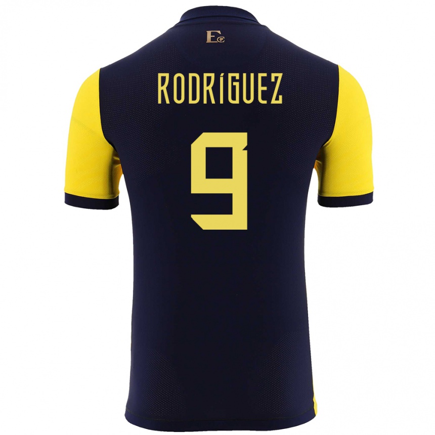 キッズフットボールエクアドルイングリッド・ロドリゲス#9黄ホームシャツ24-26ジャージーユニフォーム