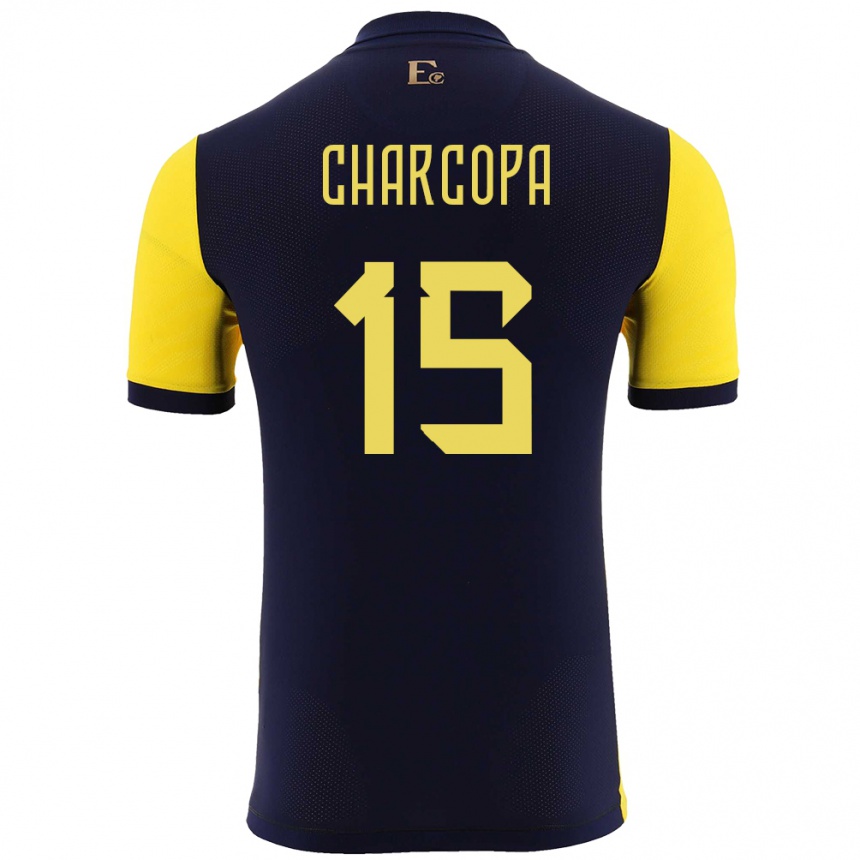 キッズフットボールエクアドルニコール・シャルコパ#15黄ホームシャツ24-26ジャージーユニフォーム