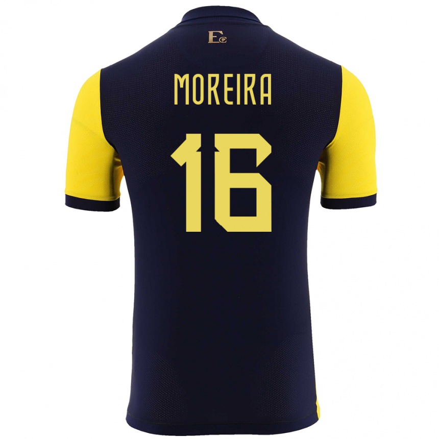 キッズフットボールエクアドルリジア・モレイラ#16黄ホームシャツ24-26ジャージーユニフォーム
