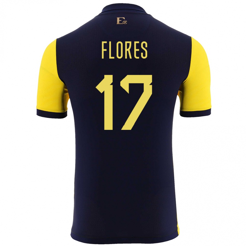 キッズフットボールエクアドルカレン・フローレス#17黄ホームシャツ24-26ジャージーユニフォーム