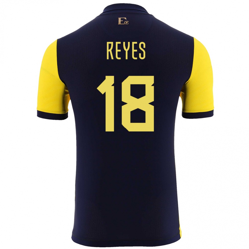 キッズフットボールエクアドルアシュリー・レイエス#18黄ホームシャツ24-26ジャージーユニフォーム